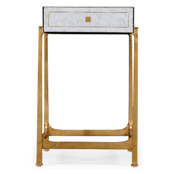 Églomisé & Gilded Iron Box Top Side Table