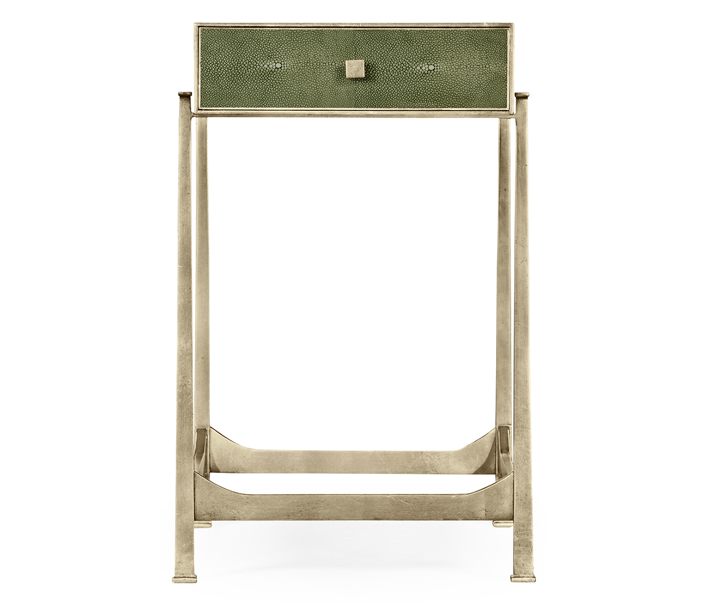 Green Faux Shagreen Silver Side Table