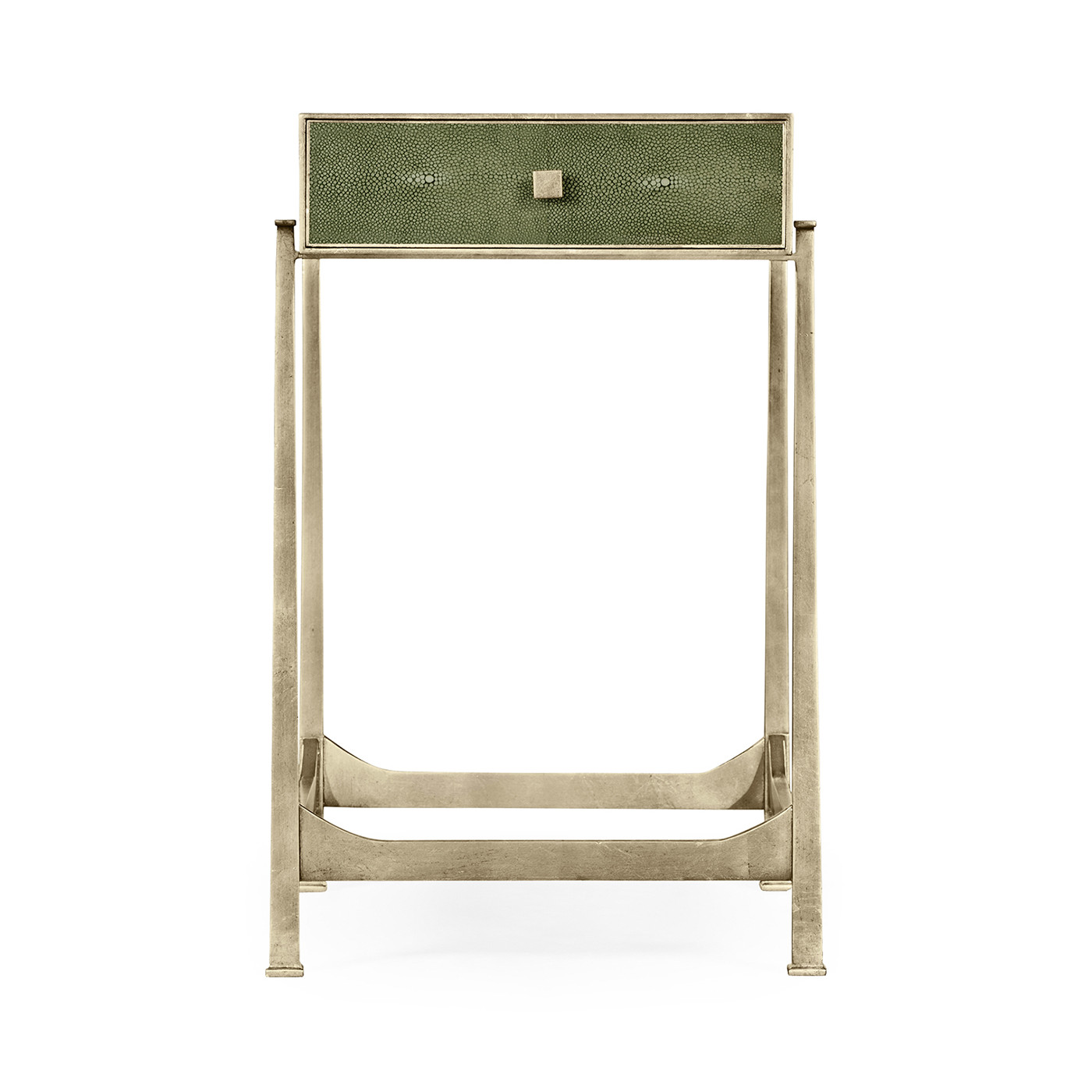 Green Faux Shagreen Silver Side Table