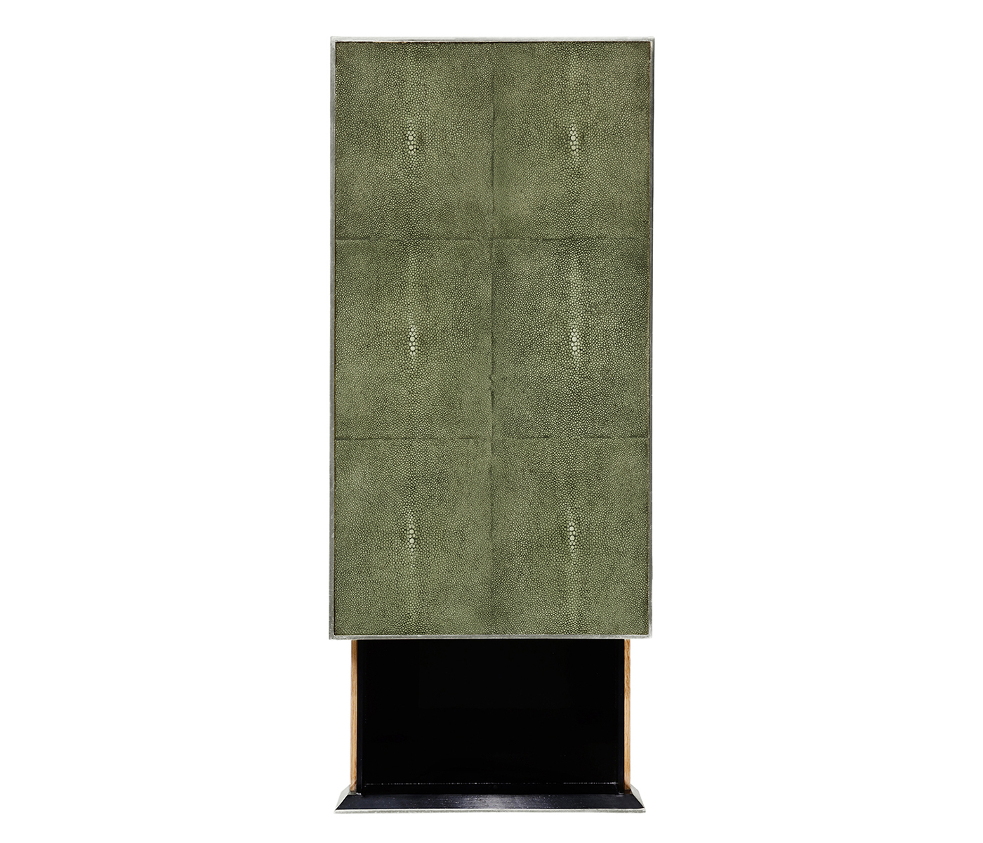 Green Faux Shagreen Silver Side Table