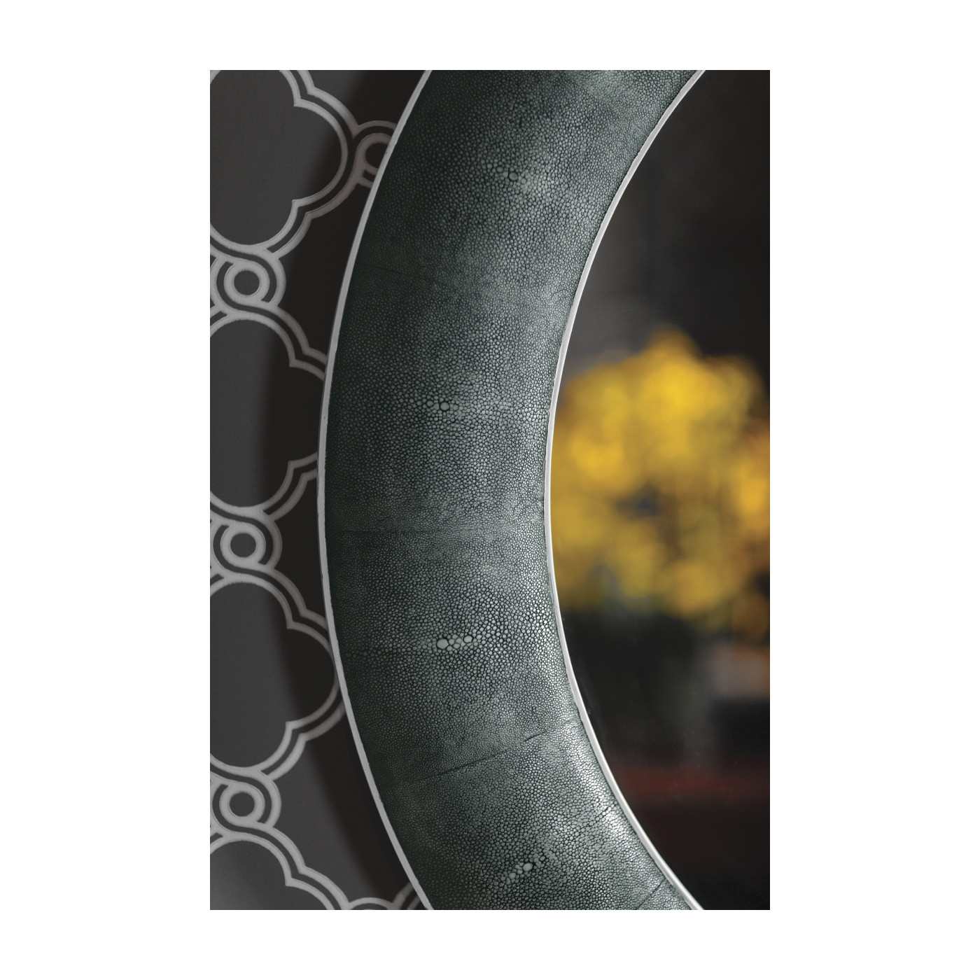 Anthracite Faux Shagreen Circular Mirror