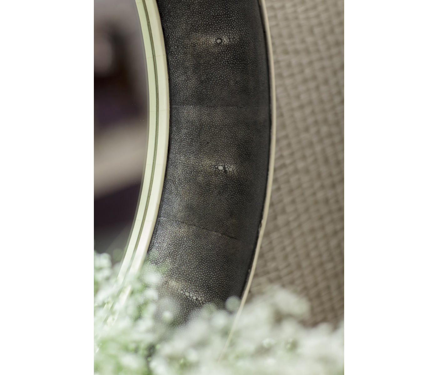 Anthracite Faux Shagreen Circular Mirror