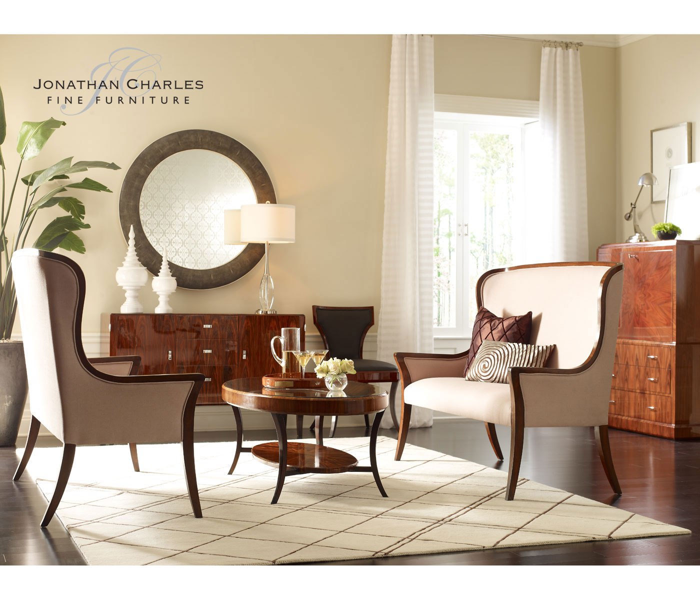 Anthracite Faux Shagreen Circular Mirror