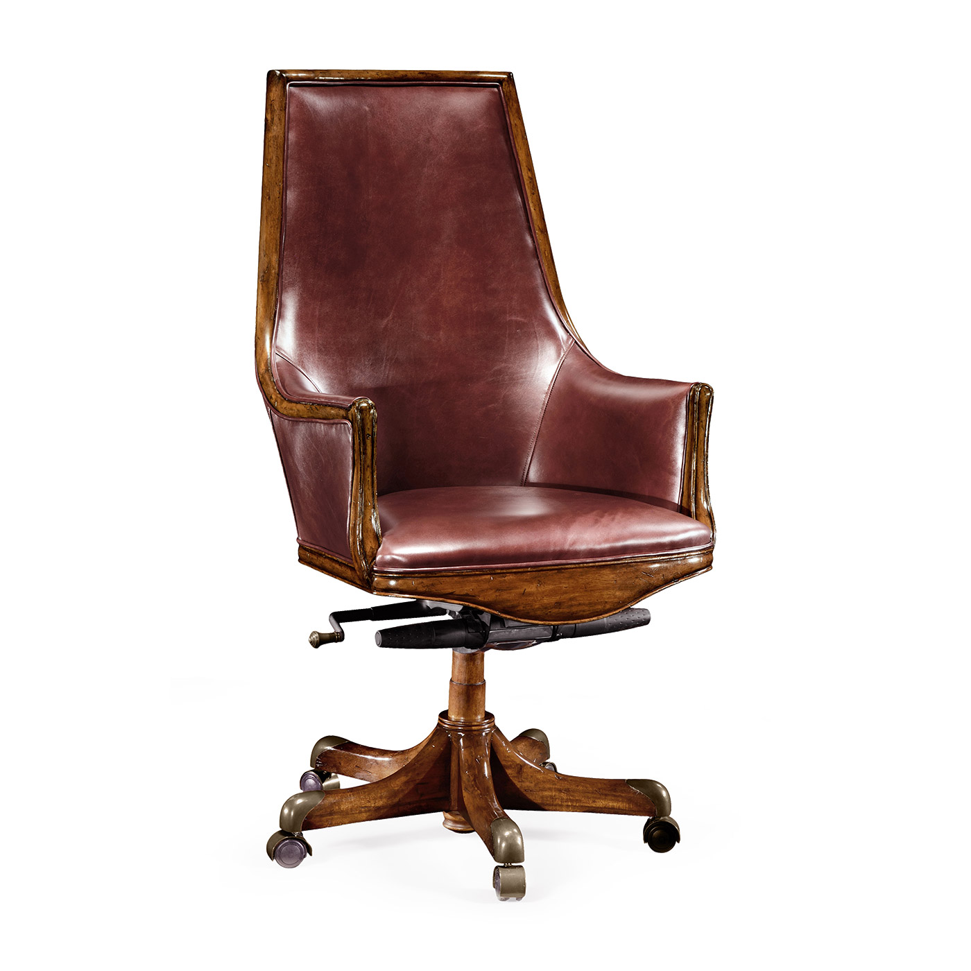 Edwardian High Backed Walnut Office Chair