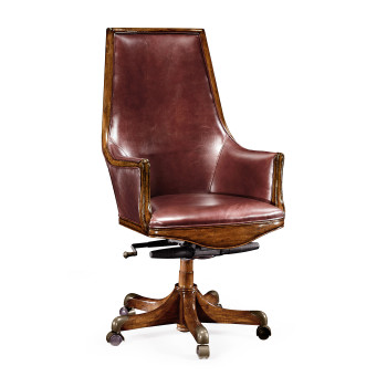 Edwardian High Backed Walnut Office Chair