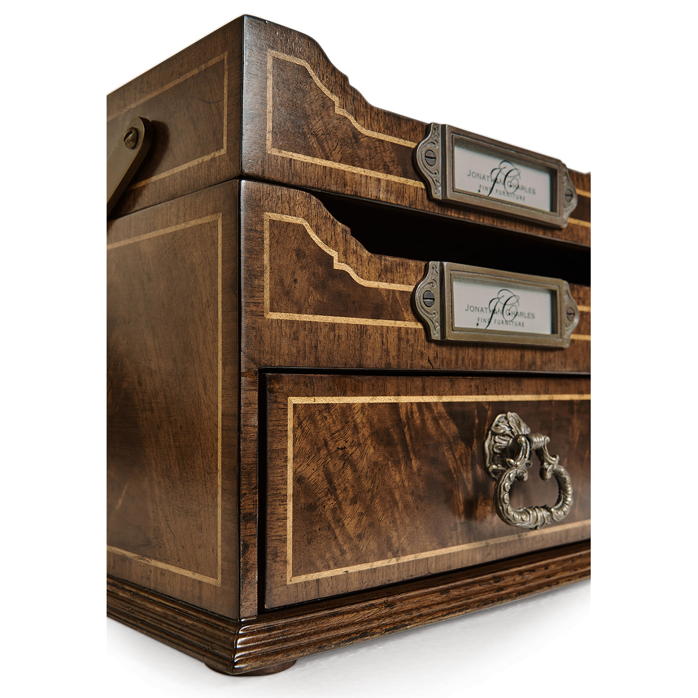 Victorian Style Walnut Letter Tray with Drawer