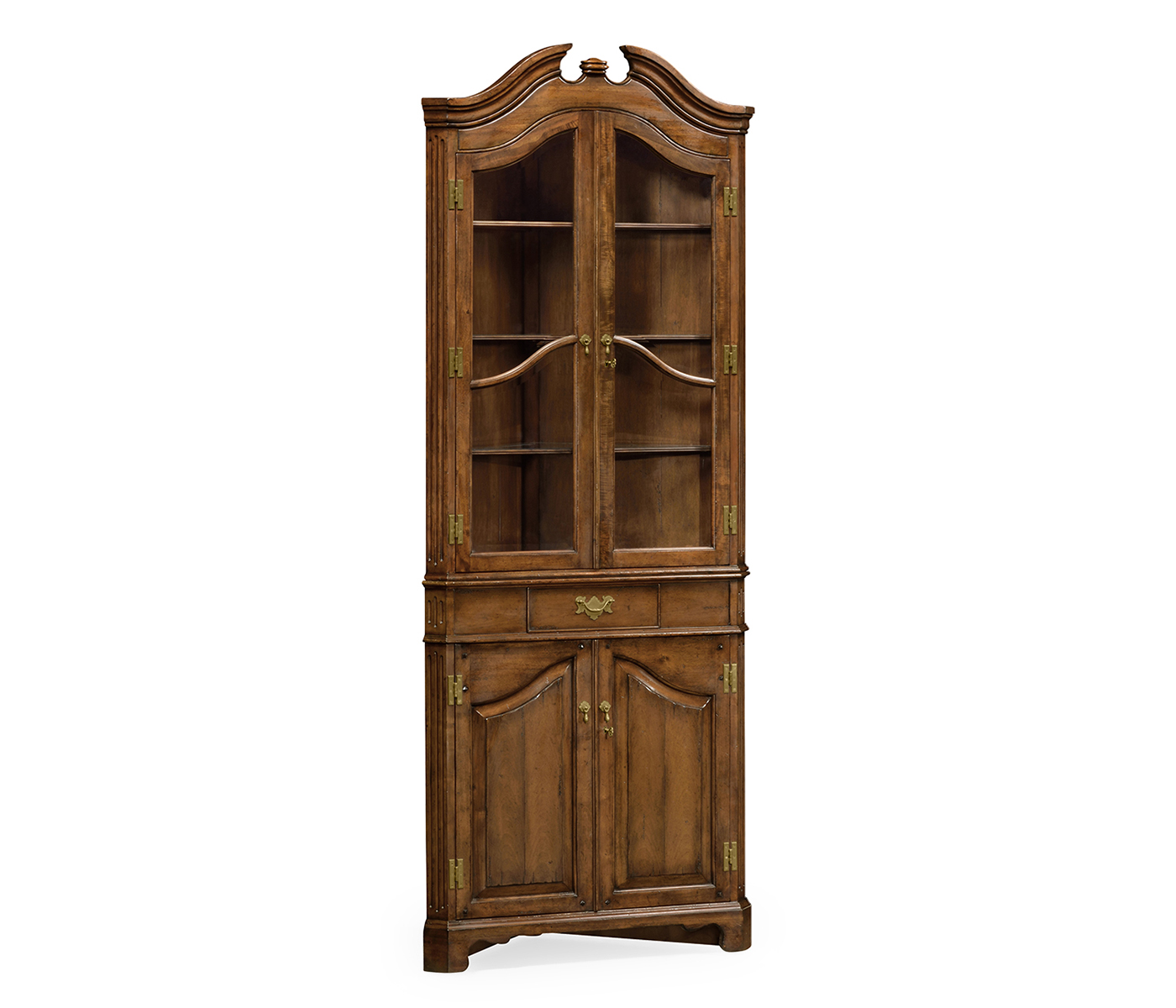 Walnut queen Anne style corner cabinet