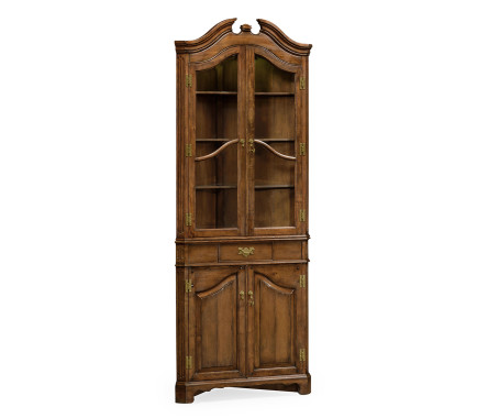 Walnut queen Anne style corner cabinet