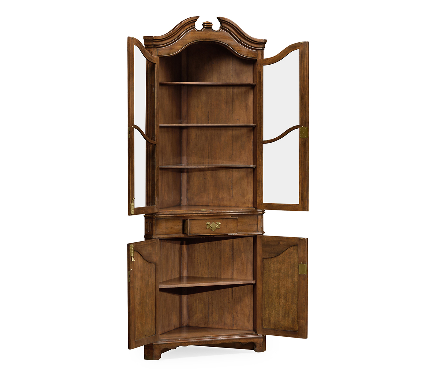 Walnut queen Anne style corner cabinet