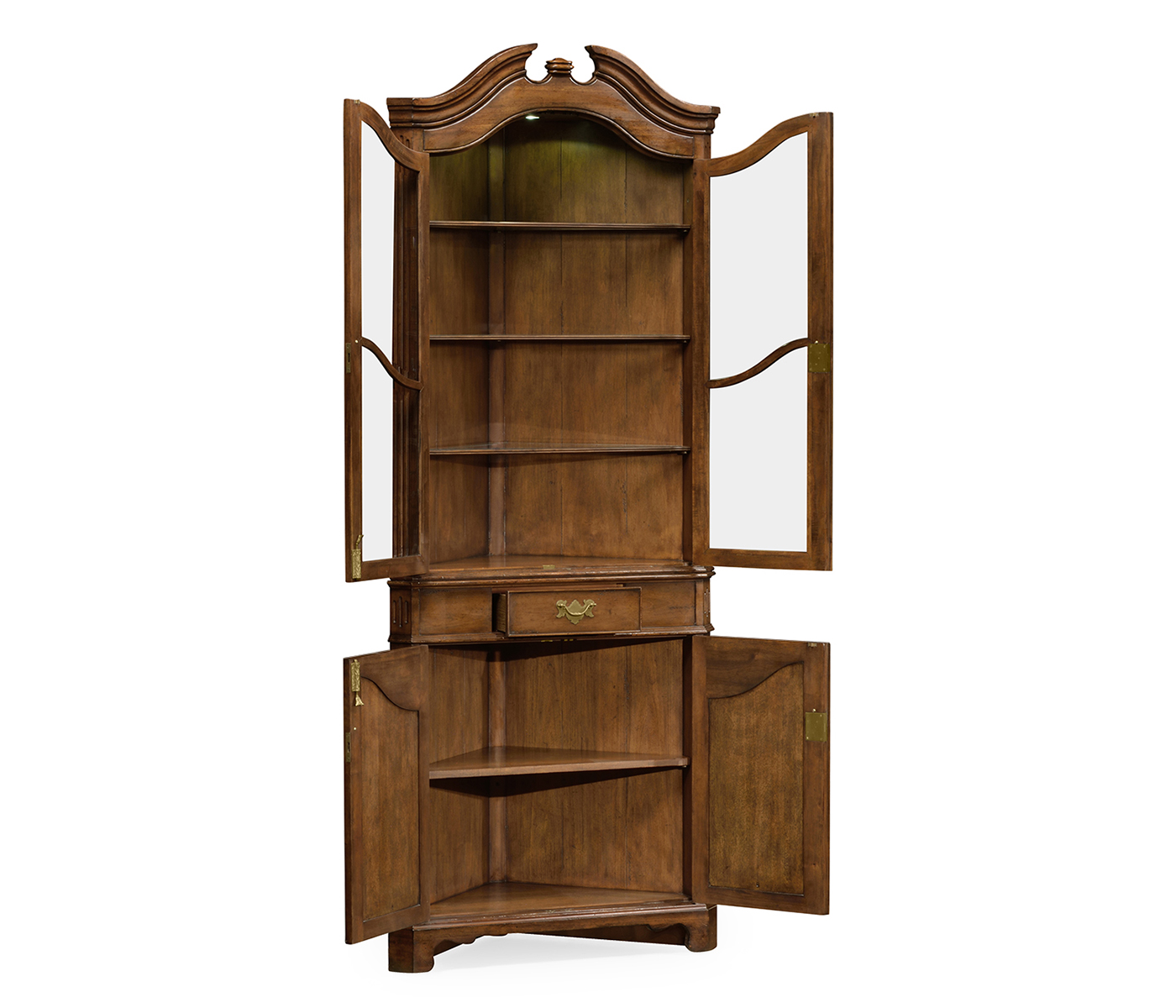 Walnut queen Anne style corner cabinet