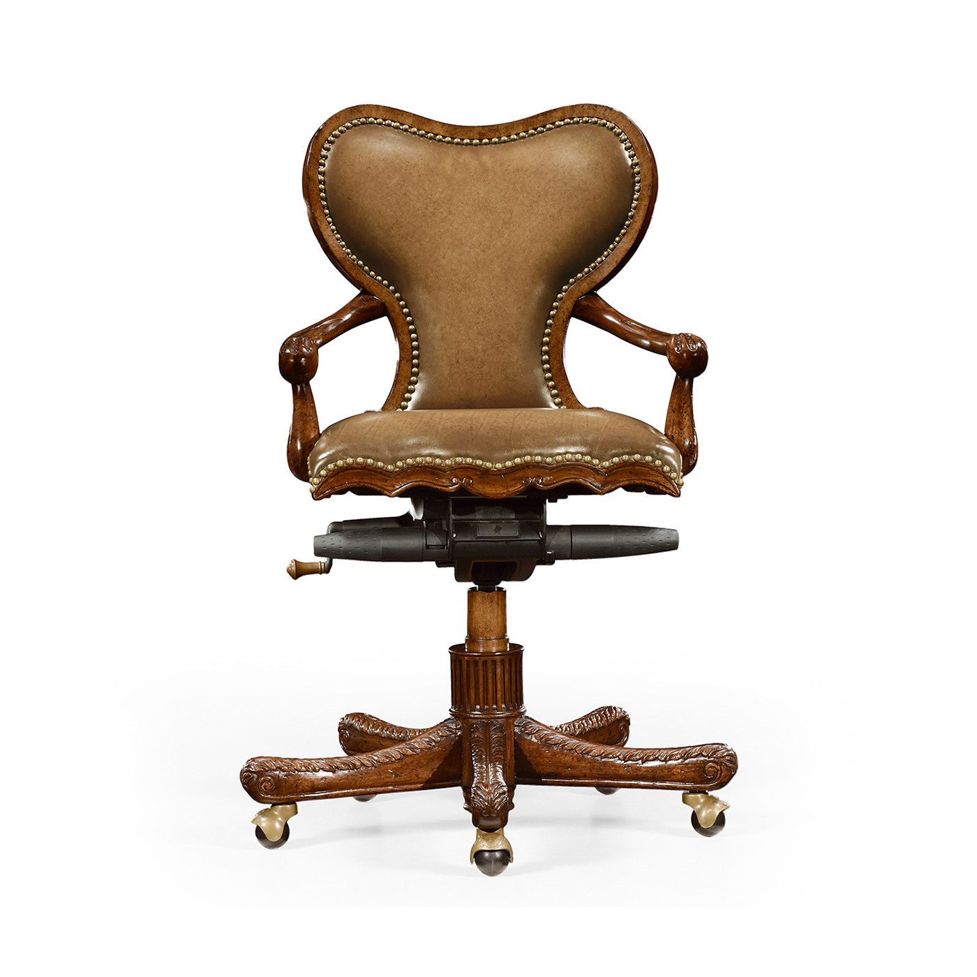 Double Lobed Shaped Mahogany Office Chair