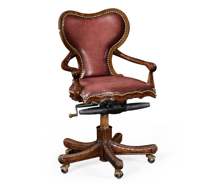 Double Lobed Shaped Mahogany Office Chair
