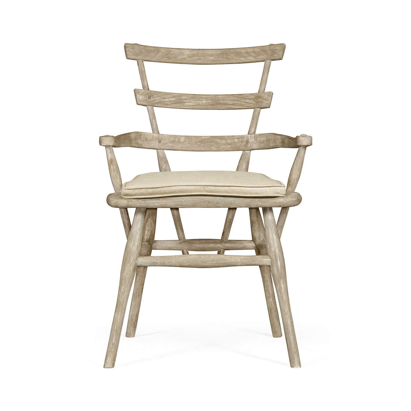 Country Style Grey Oak Arm Chair with Cushion