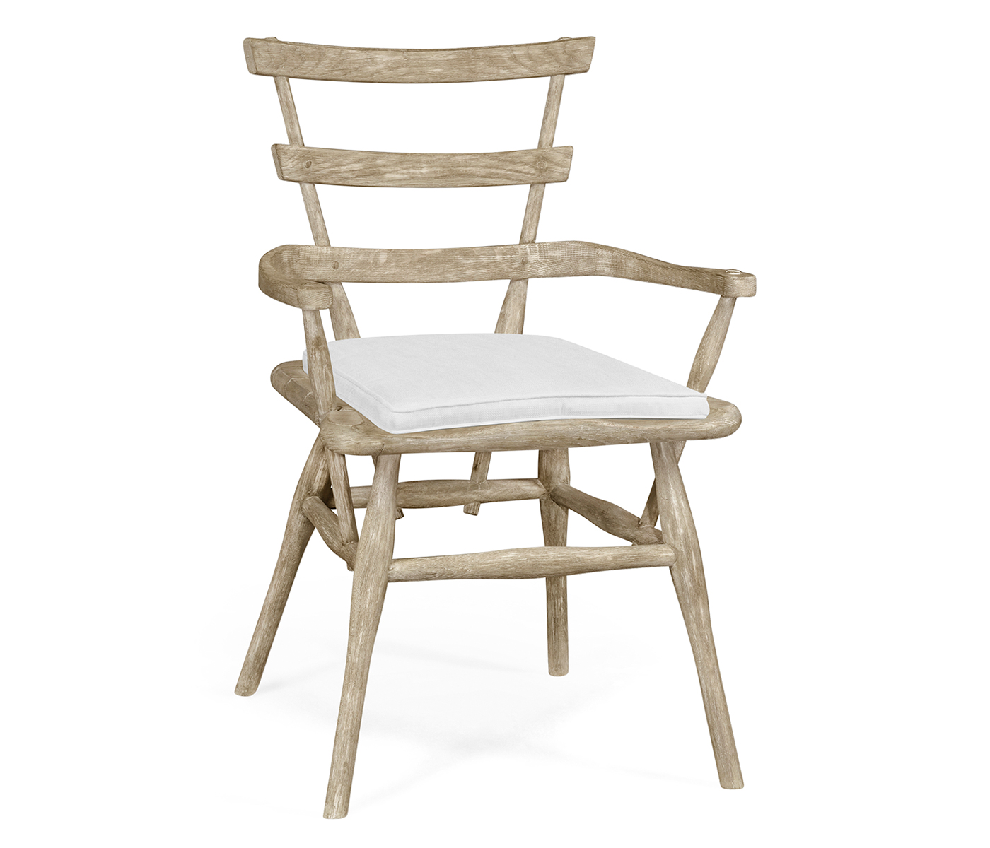 Country Style Grey Oak Arm Chair with Cushion