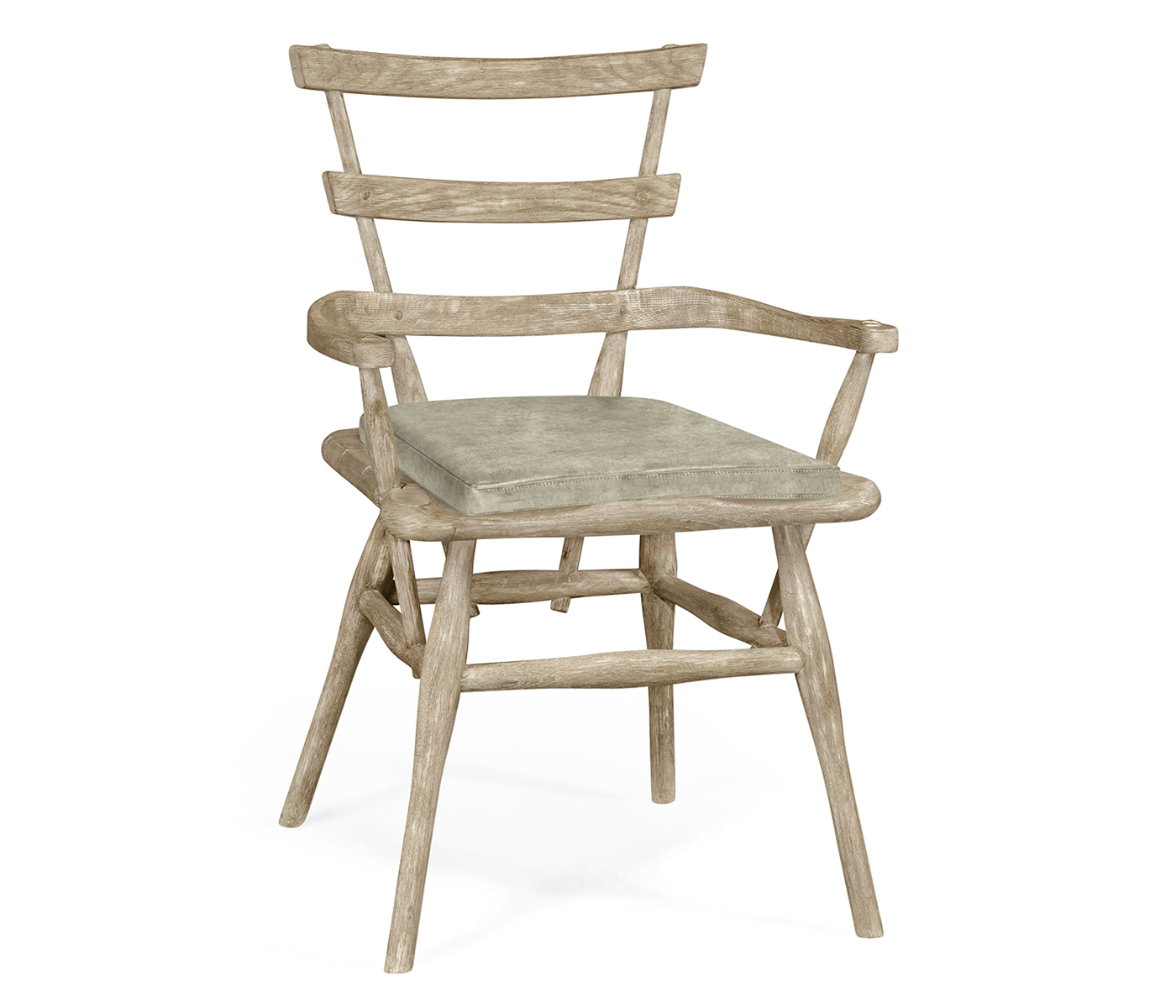 Country Style Grey Oak Arm Chair with Cushion