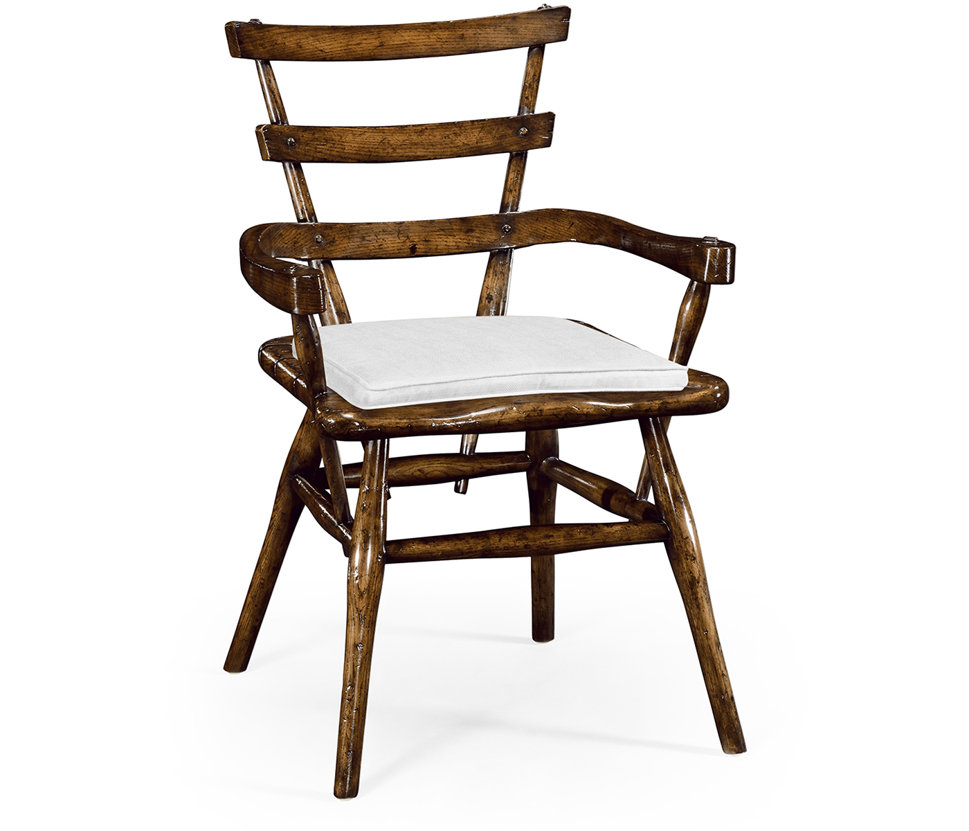 Country Style Dark Oak Arm Chair with Cushion