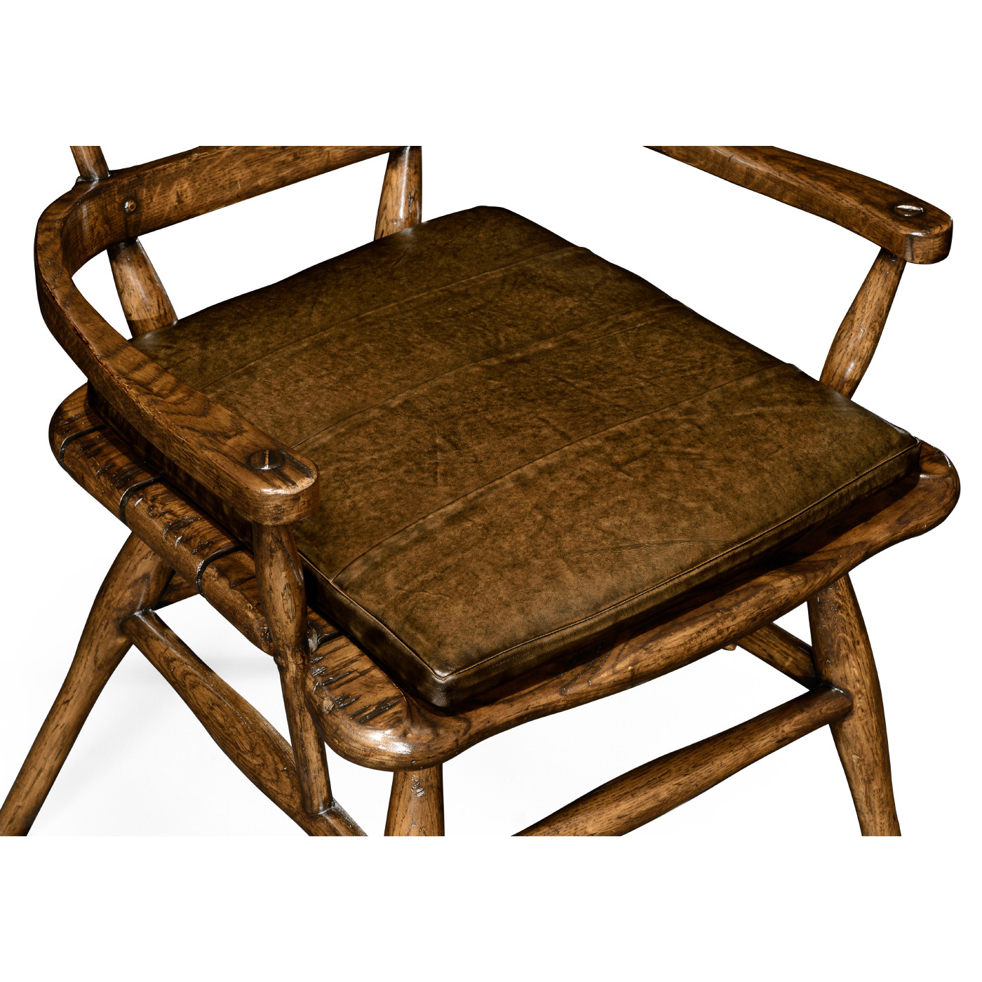Country Style Dark Oak Arm Chair with Cushion