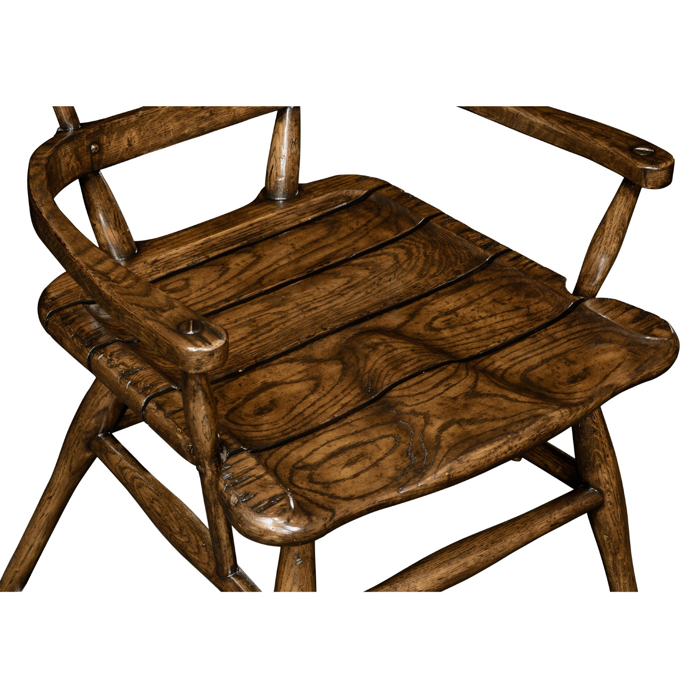 Country Style Dark Oak Arm Chair with Cushion