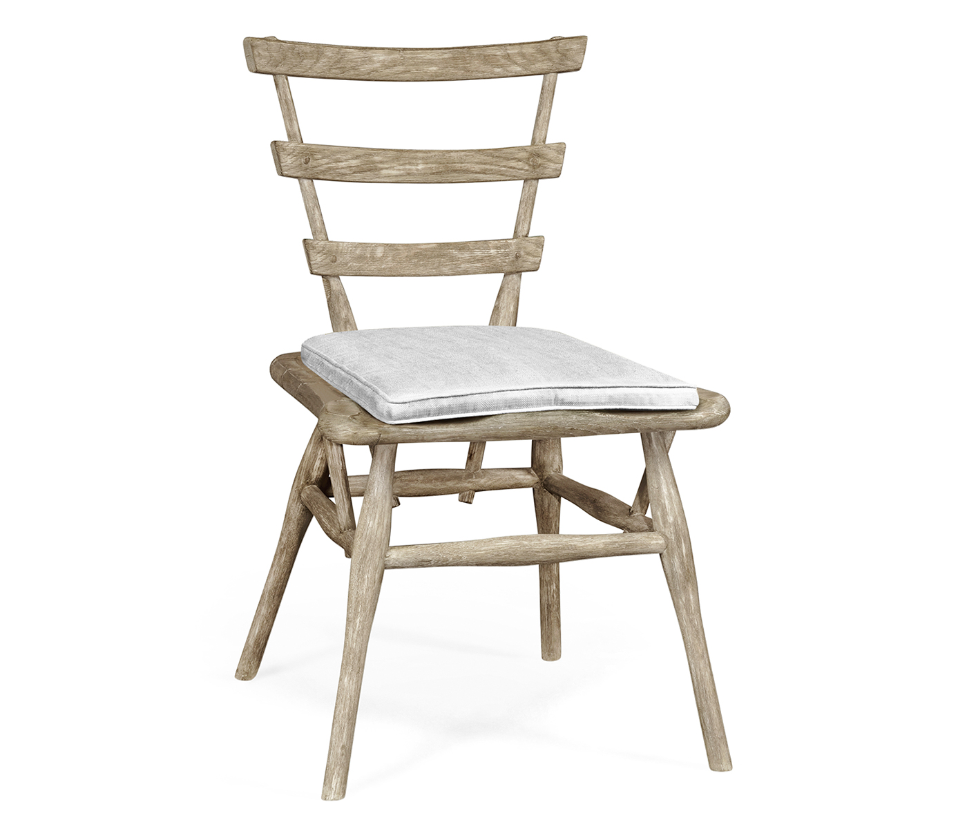 Country Style Grey Oak Side Chair With Cushion