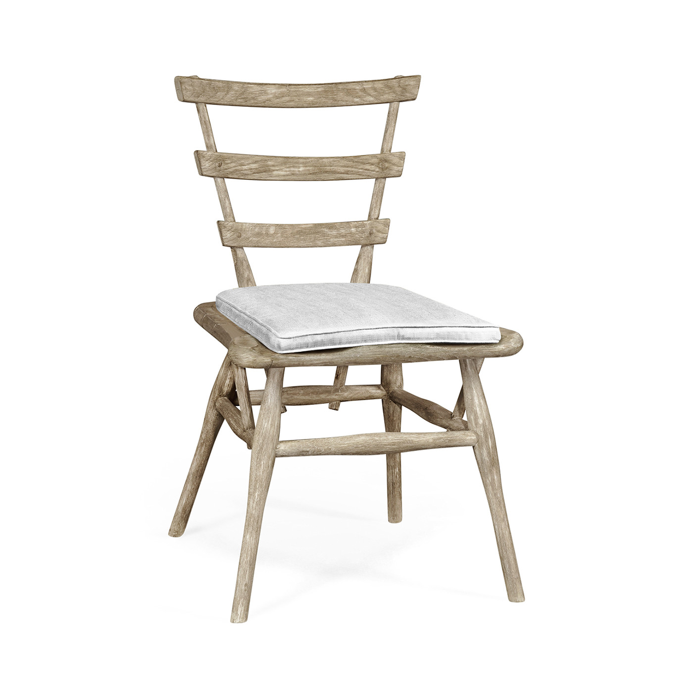 Country Style Grey Oak Side Chair With Cushion