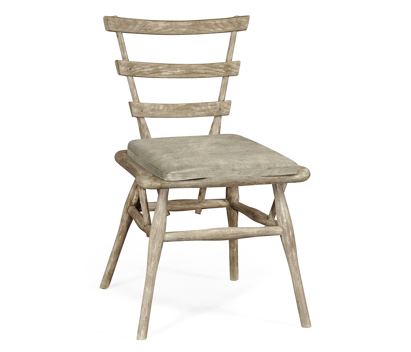 Country Style Grey Oak Side Chair With Cushion