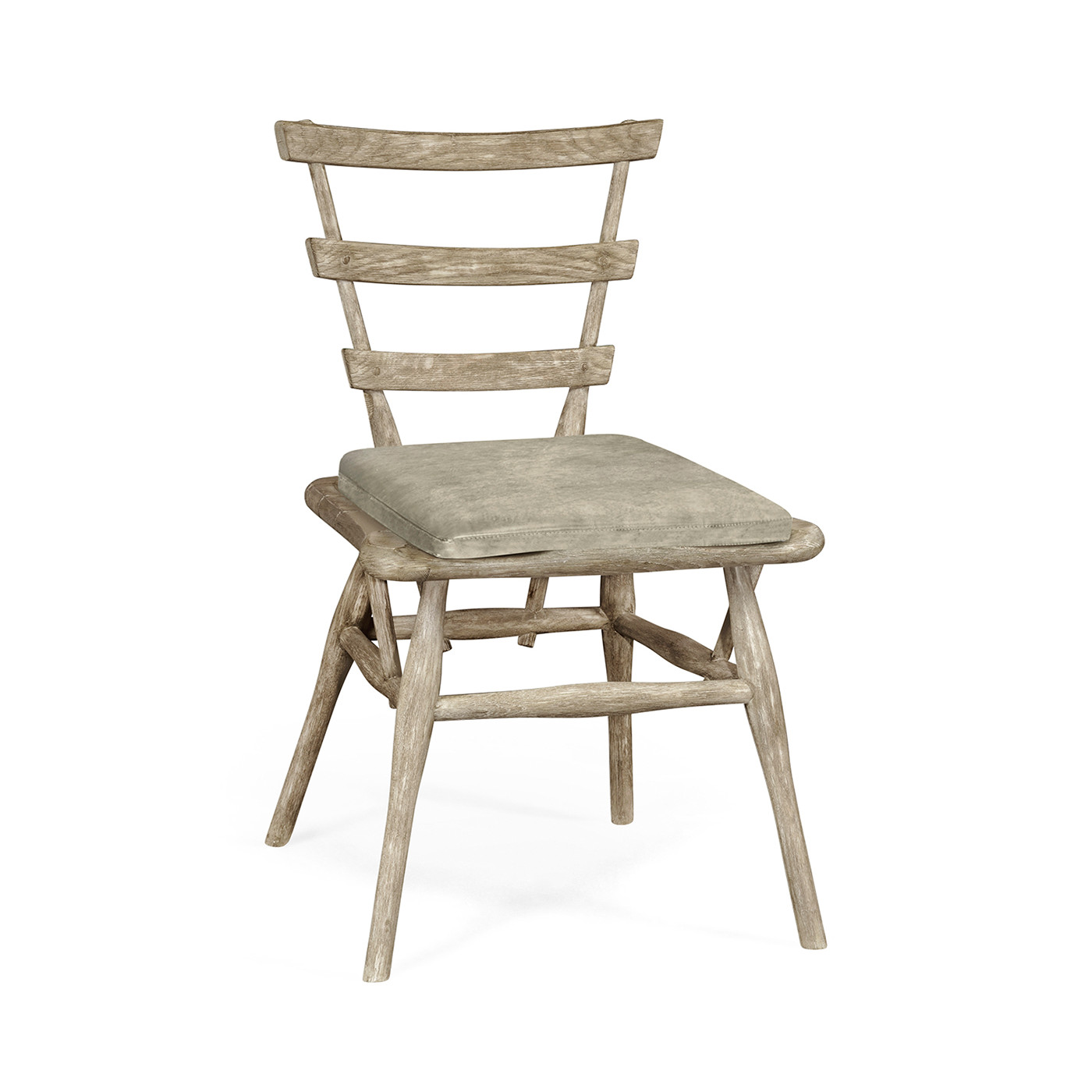 Country Style Grey Oak Side Chair With Cushion