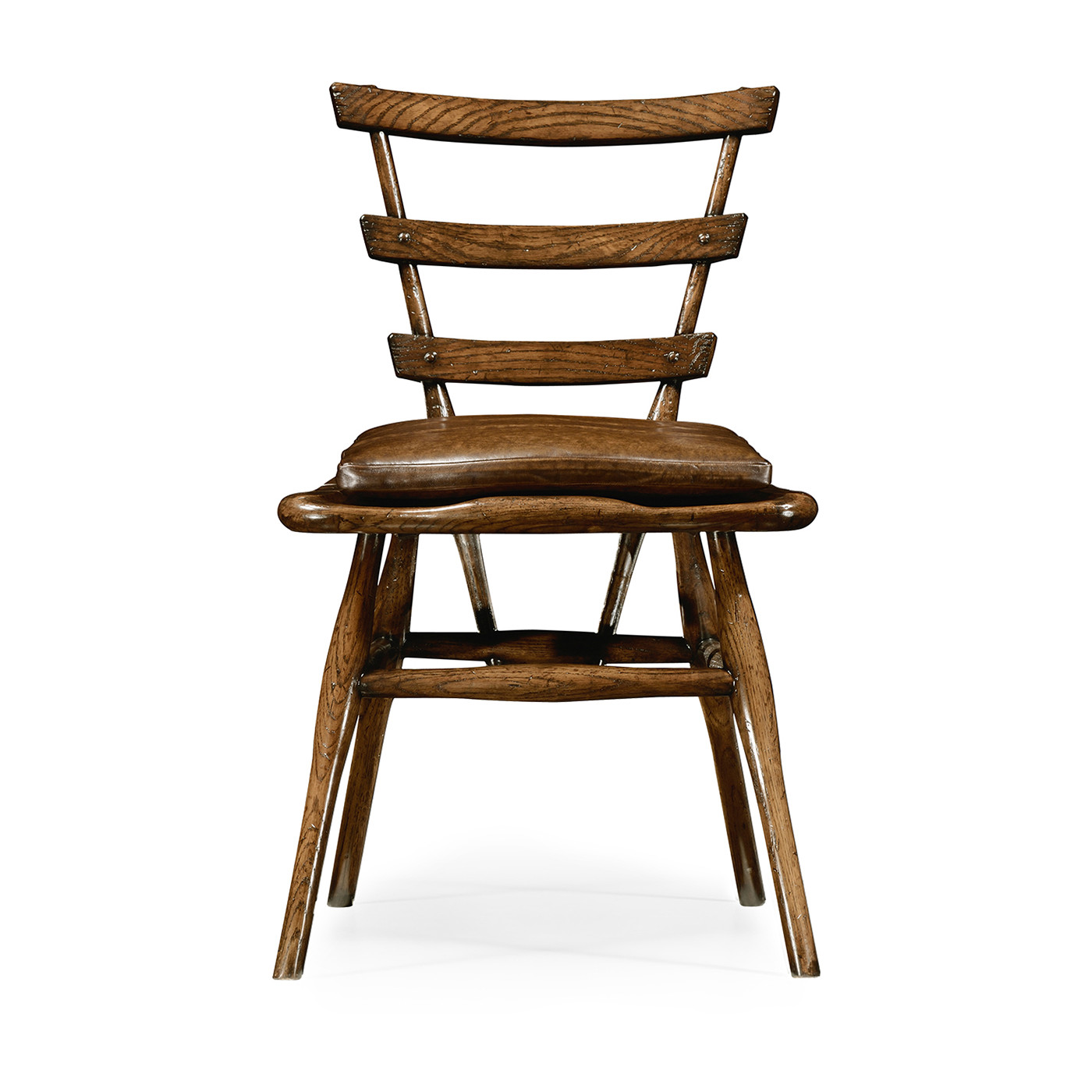 Country Style Dark Oak Side Chair With Cushion