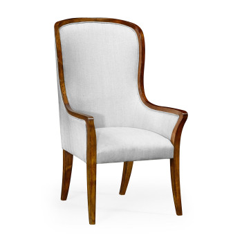 High Curved Back Walnut Dining Arm Chair