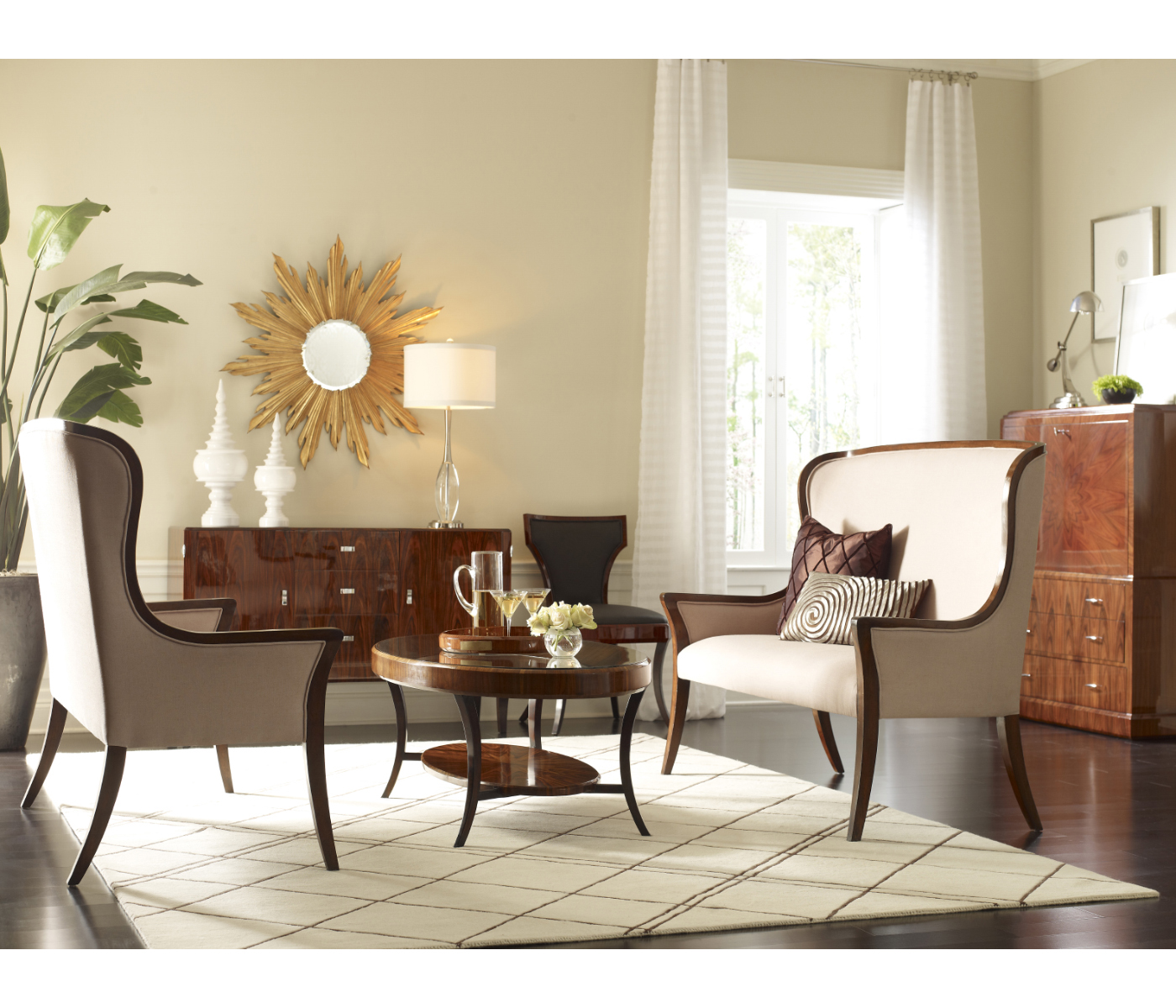 High Curved Back Walnut Dining Arm Chair