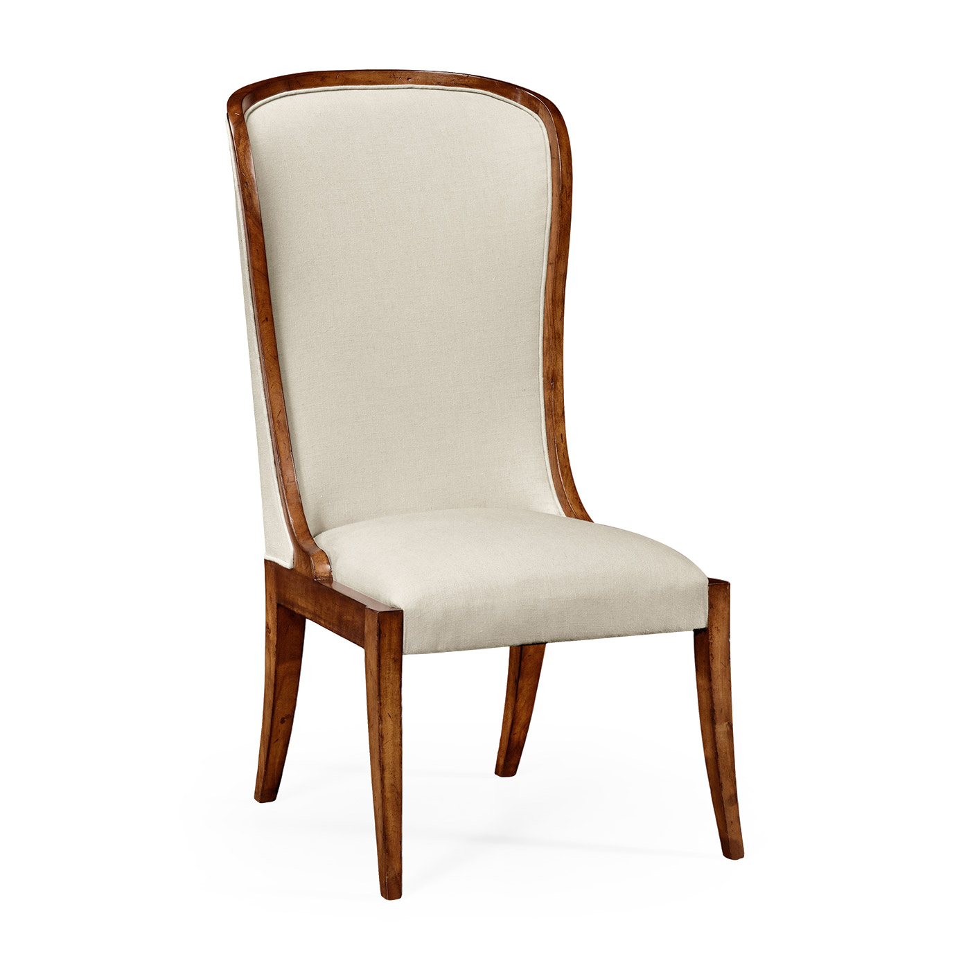 High Curved Back Walnut Dining Side Chair