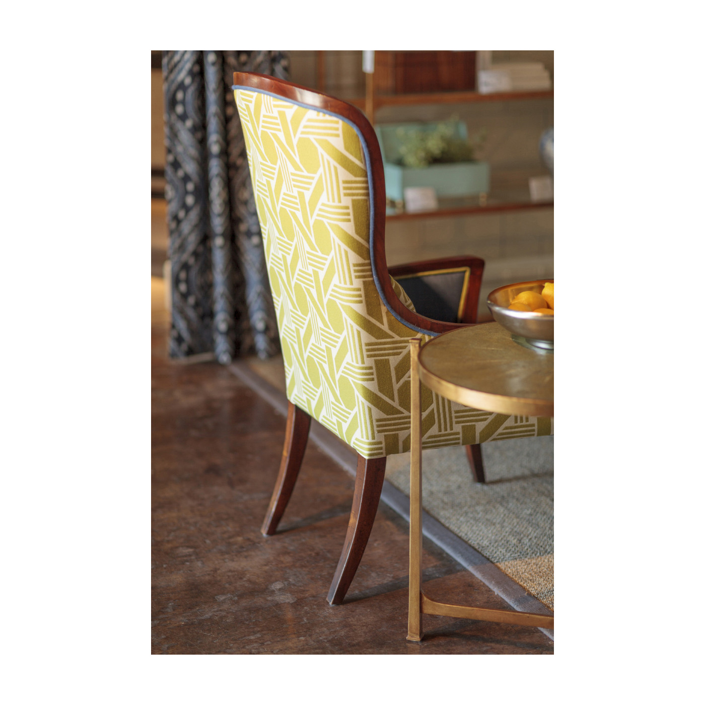 High Curved Back Walnut Dining Side Chair