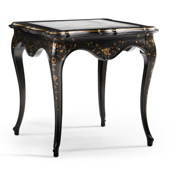 Black & gilded floral side table églomisé top