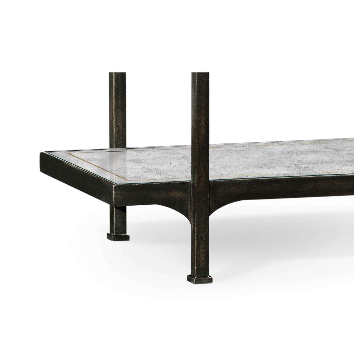 Églomisé & Bronze Iron Four Tier-Étagère