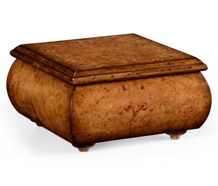 Burl Walnut Square Inlaid Lidded Box