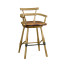 Natural Oak Arm Bar Stool with A Studded Antique Chestnut Leather Seat