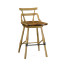 Natural Oak Side Bar Stool with a Studded Antique Chestnut Leather Seat