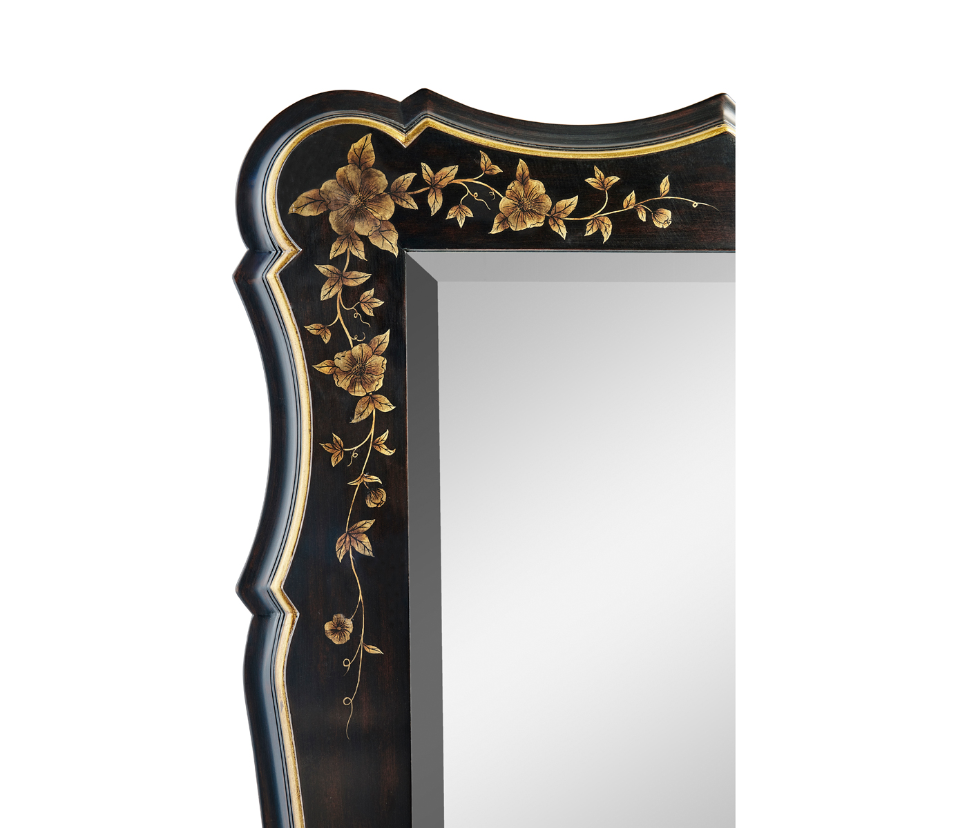 Black & gilded floral rectangular mirror