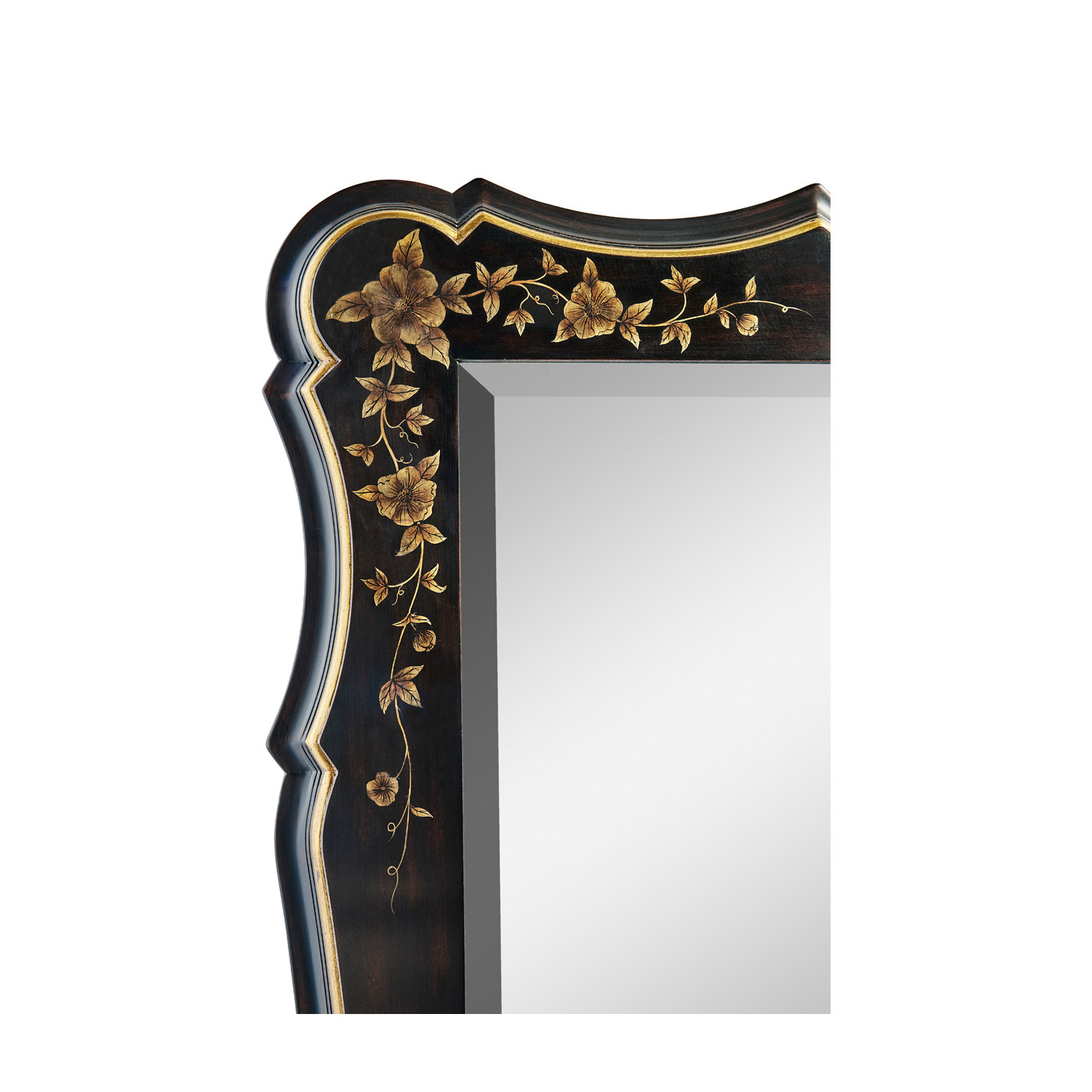 Black & gilded floral rectangular mirror