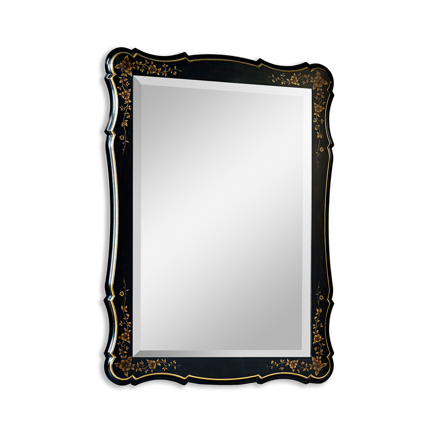 Black & gilded floral rectangular mirror