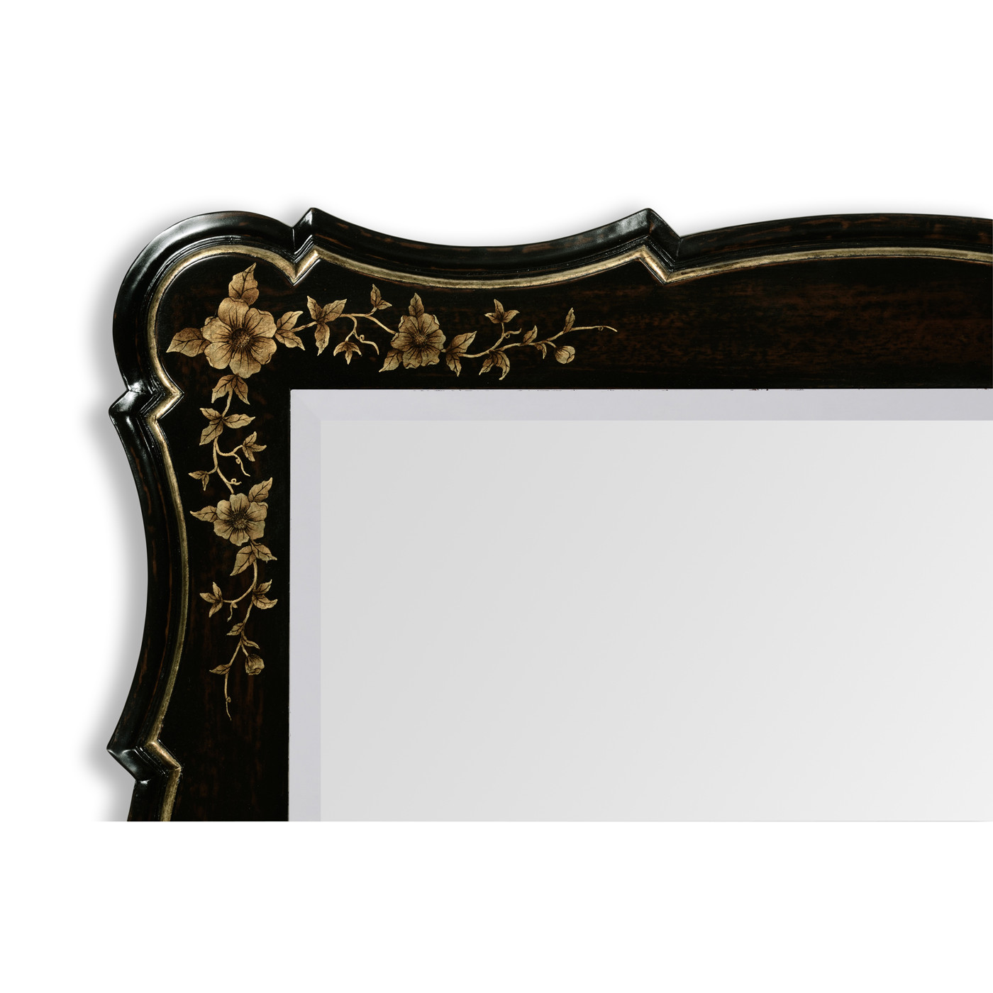 Black & gilded floral square mirror
