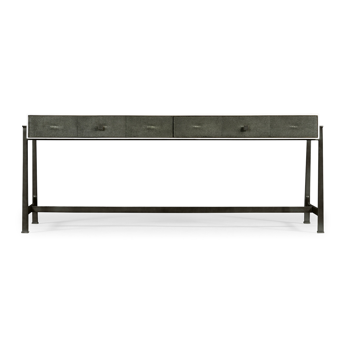 Anthracite Faux Shagreen Coffee Table with Bronze Base
