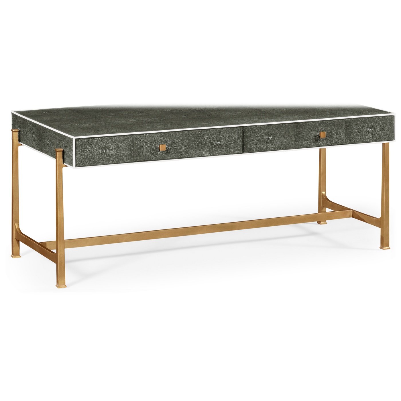 Anthracite Faux Shagreen Coffee Table with Gilded Base