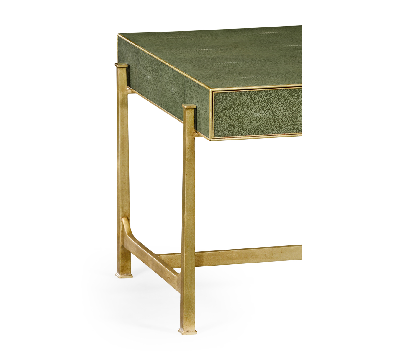 Green Faux Shagreen Coffee Table with Gilded Base
