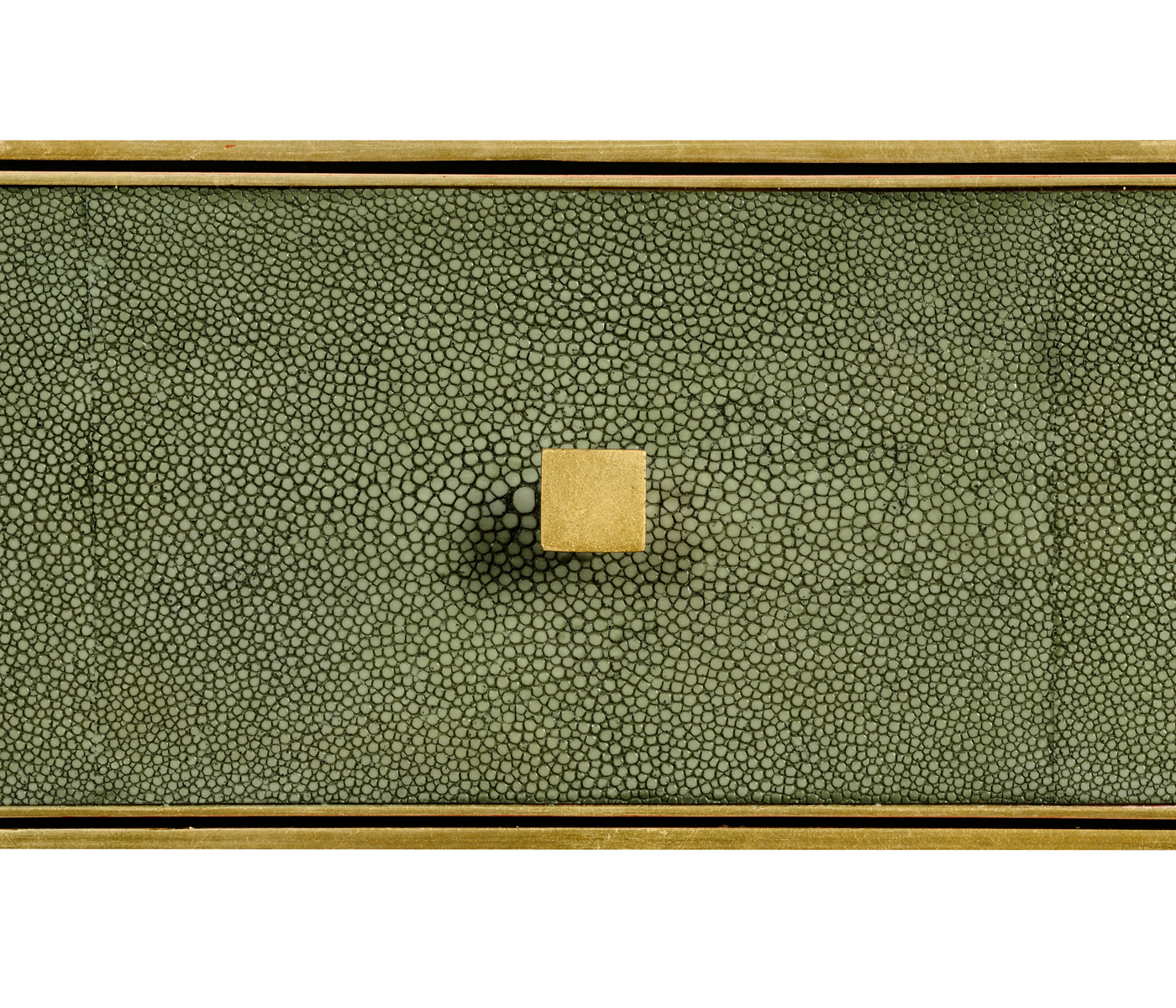 Green Faux Shagreen Coffee Table with Gilded Base