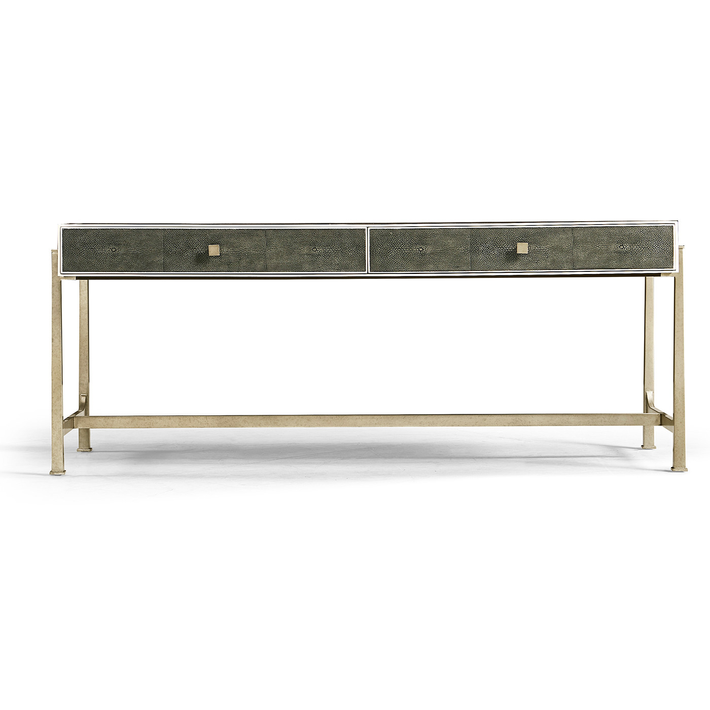 Anthracite Faux Shagreen Coffee Table with Silver Base