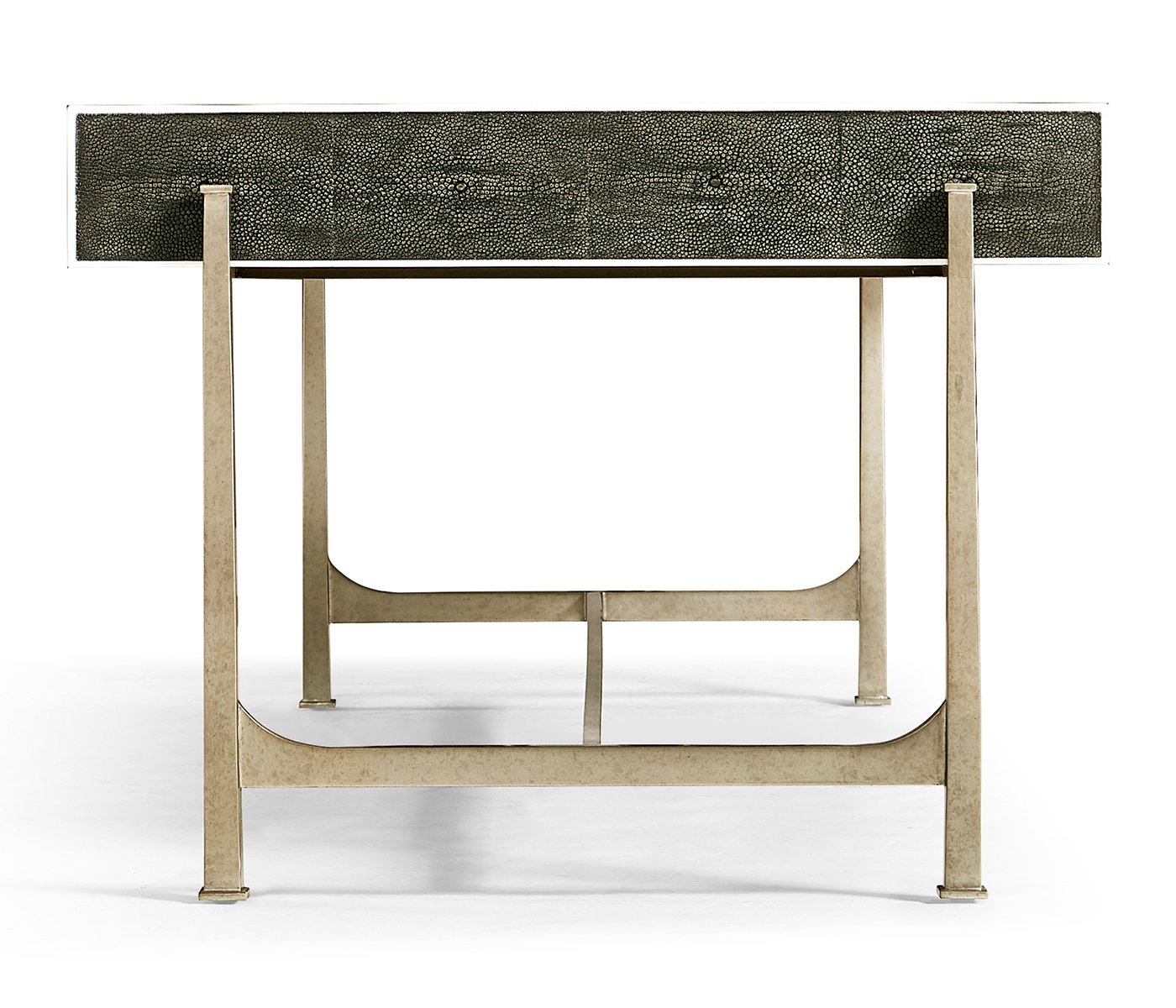 Anthracite Faux Shagreen Coffee Table with Silver Base