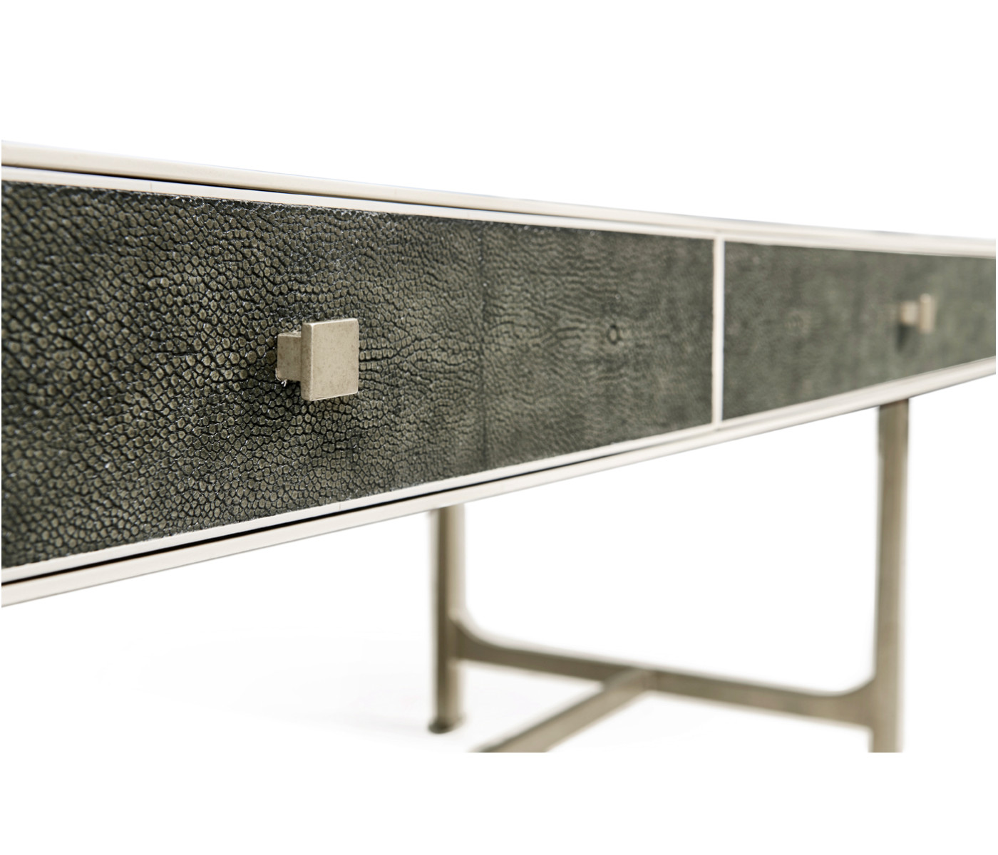 Anthracite Faux Shagreen Coffee Table with Silver Base