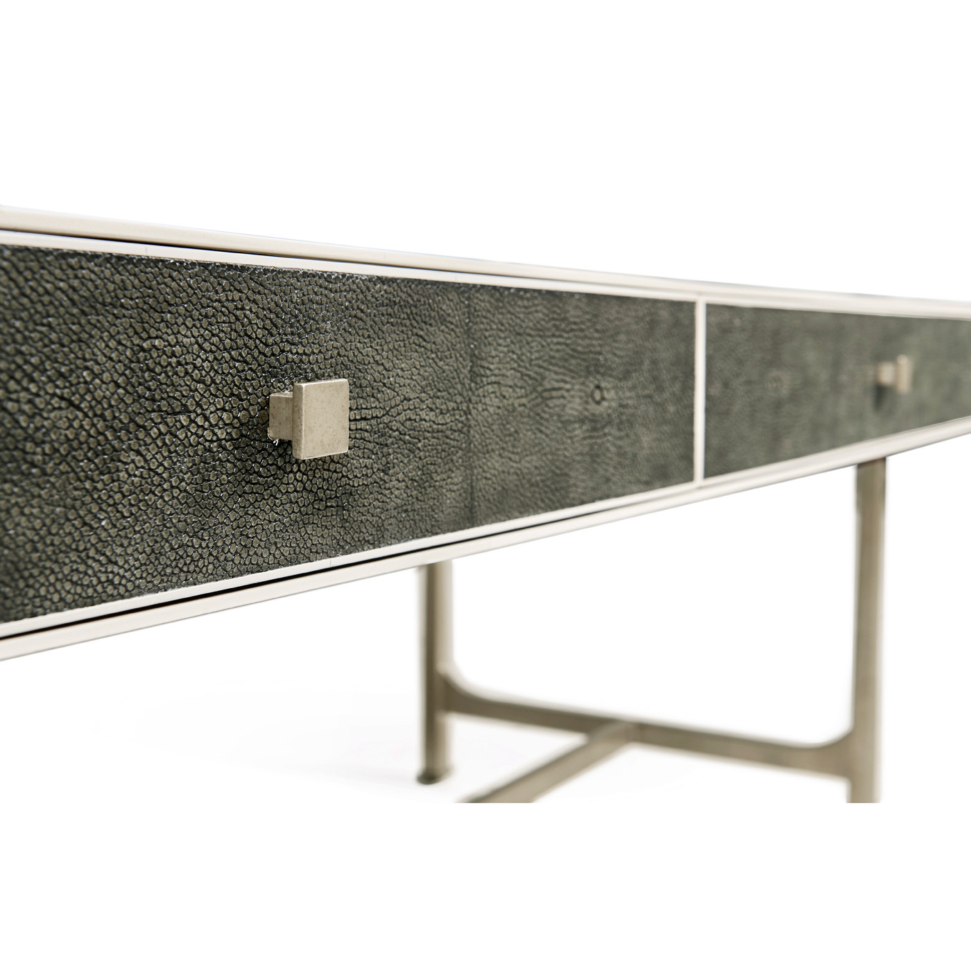 Anthracite Faux Shagreen Coffee Table with Silver Base