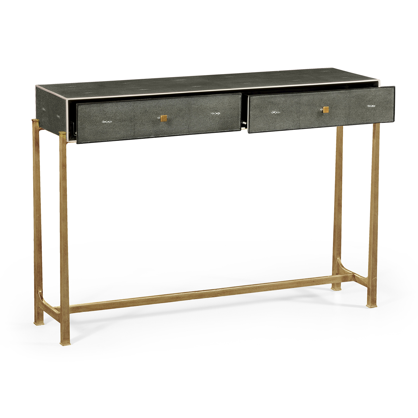 Anthracite Faux Shagreen & Gilded Console 