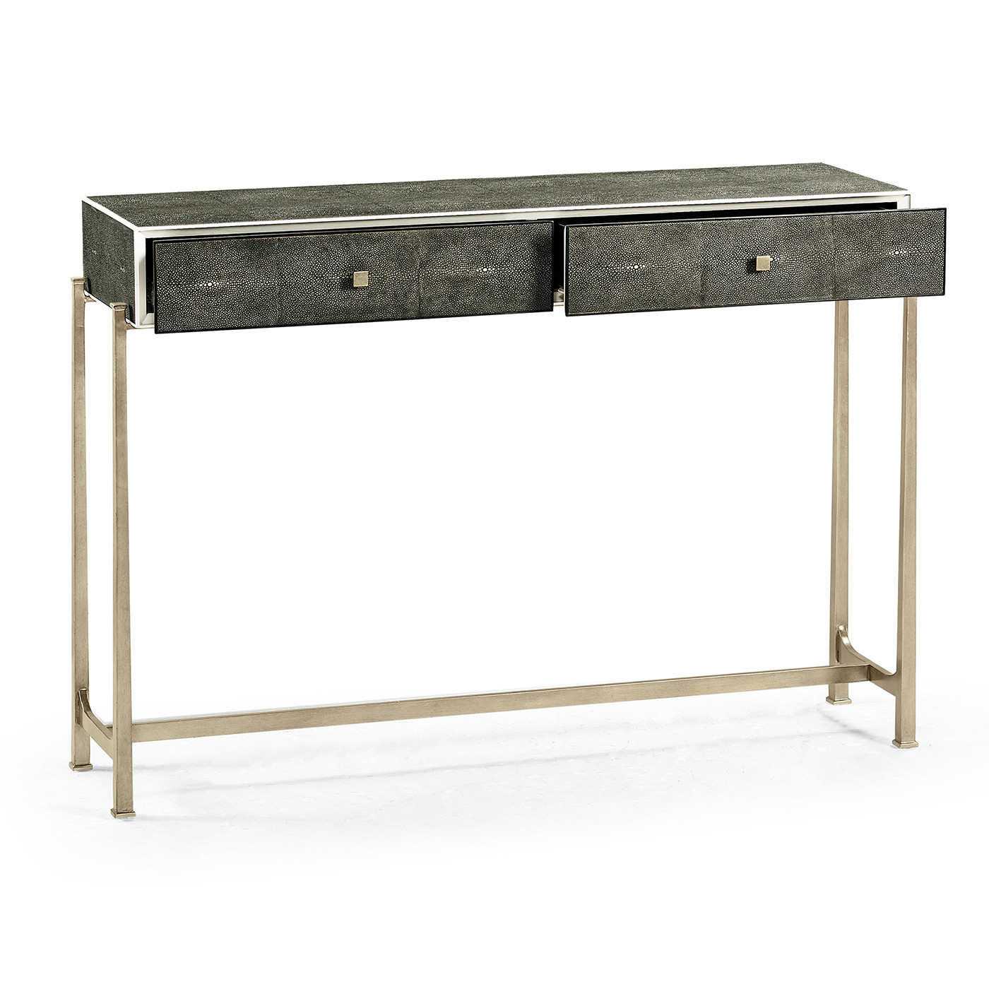 Faux Anthracite Shagreen & Silver Console